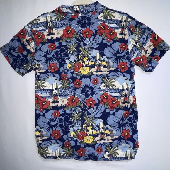 Disney Parks Kids Mickey Mouse Aloha Surf Hawaiian Button Down Shirt Size XL - Picture 2 of 10